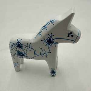 RARE Royal Copenhagen Blue Fluted Dala Wooden Horse 3”
